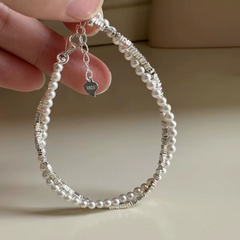Perle di Luce - Bracciale a doppio filo in Argento