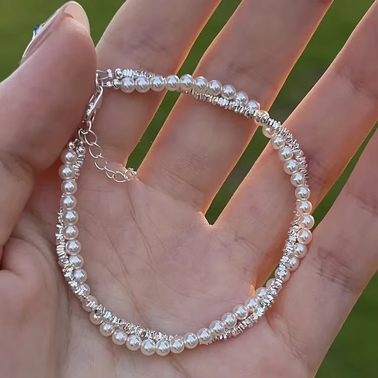 Perle di Luce - Bracciale a doppio filo in Argento